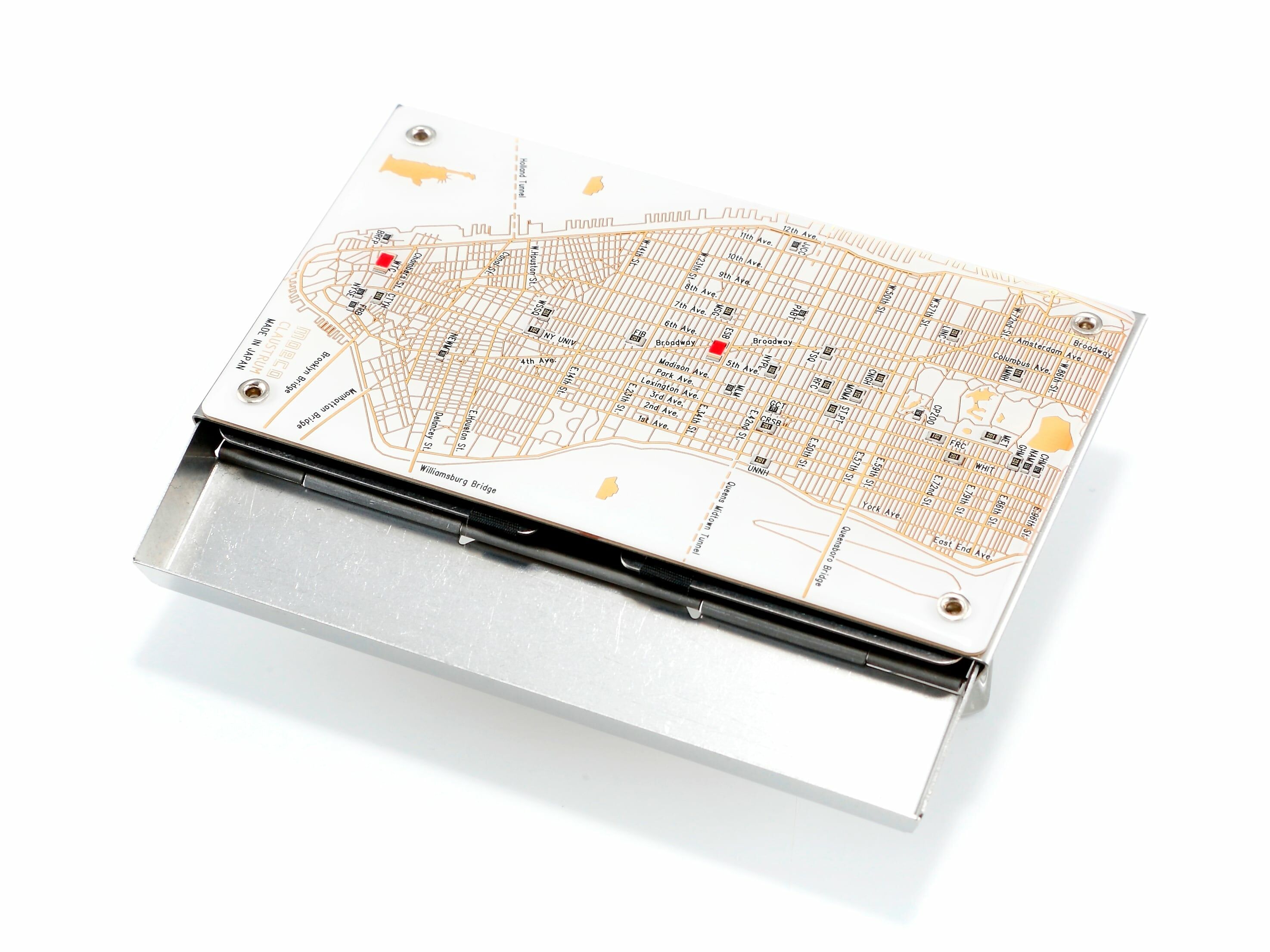 【免費刻名】紐約電路線地圖名片夾 （白色）