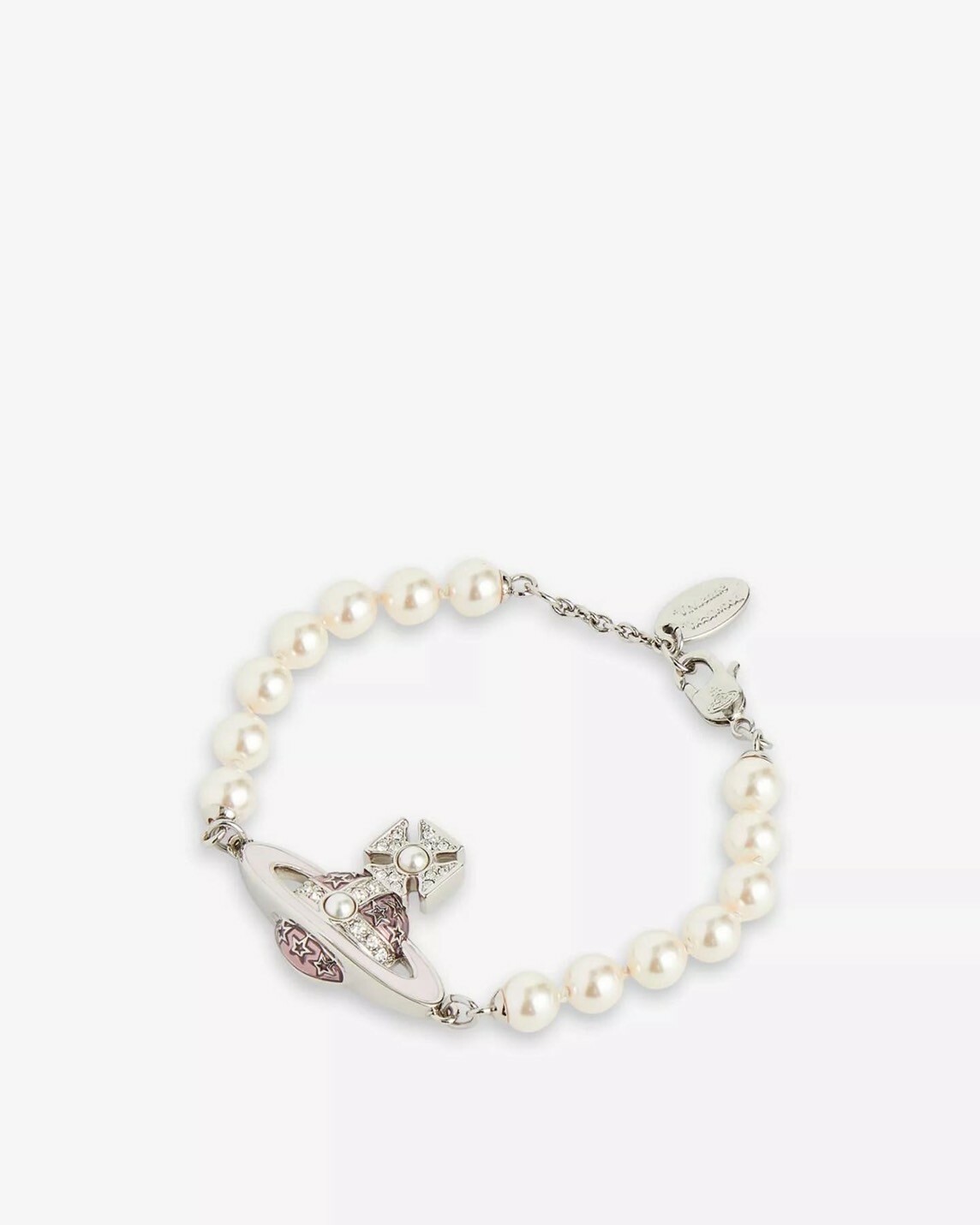 歐洲獨家發售款 Vivienne Westwood 玫瑰粉 土星Logo 星星浮雕珍珠手鏈 西太后