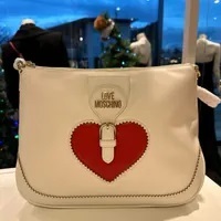 [S] LOVE MOSCHINO JC4112PP1FLI011A HEART EMBROIDERED SHOULDER BAG,WHITE, 8054400951945 (SLM276)