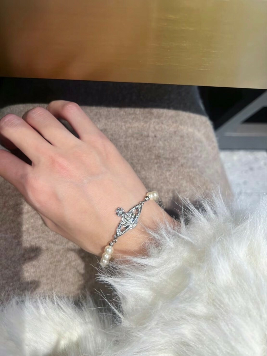 Vivienne Westwood 經典款 土星logo珍珠手鏈 西太后