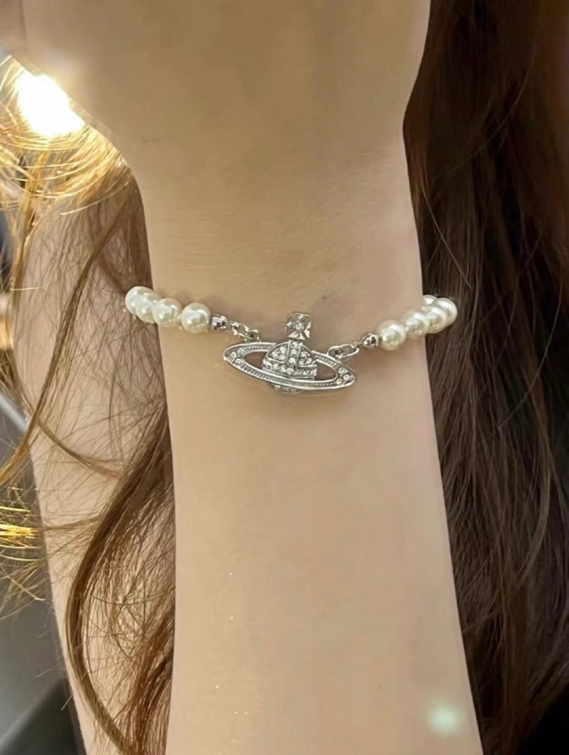 Vivienne Westwood 經典款 土星logo珍珠手鏈 西太后