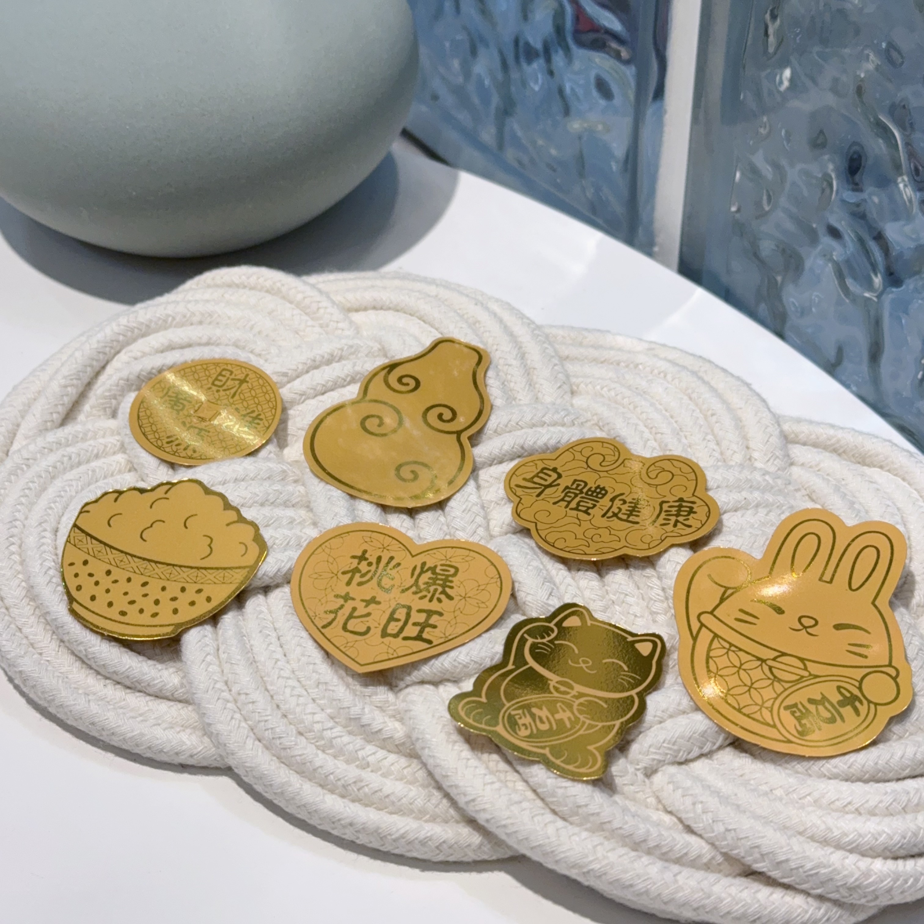 健康招福金箔貼紙