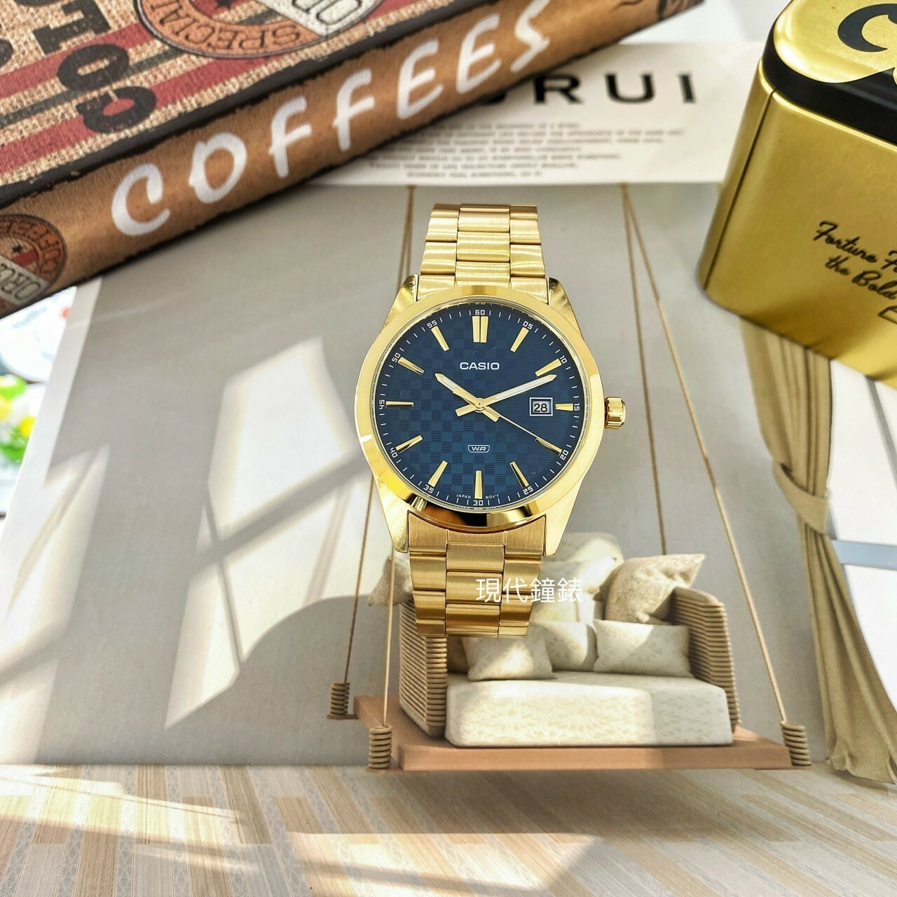 【CASIO 卡西歐】潮流格紋不鏽鋼腕錶MTP-VD03G-2A 41mm 現代鐘錶