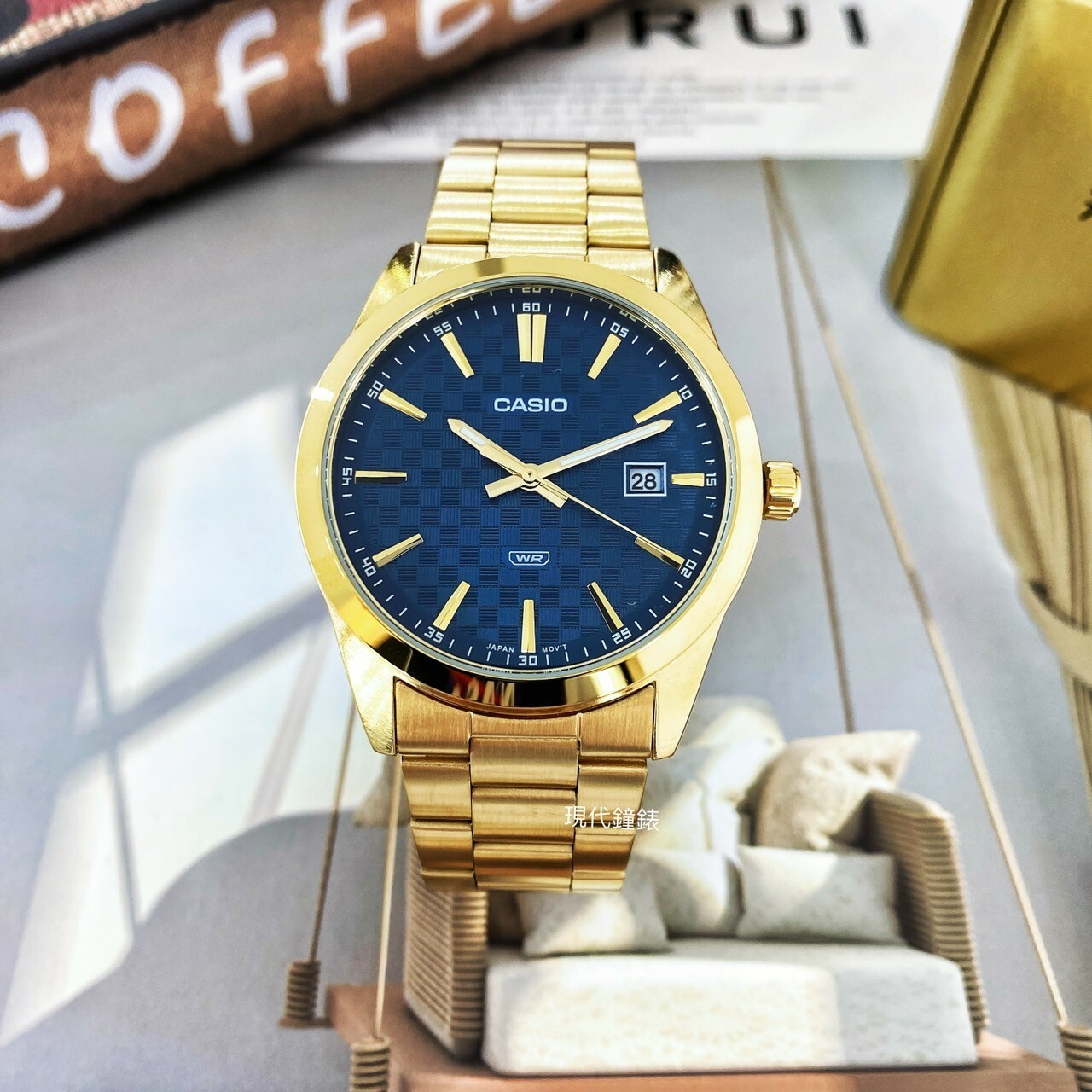 【CASIO 卡西歐】潮流格紋不鏽鋼腕錶MTP-VD03G-2A 41mm 現代鐘錶