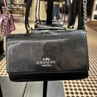 [S] COACH CP032 GLITTER PTNT FLAP CSB,SV/GUNMETAL, 196395164684 (SCO662)
