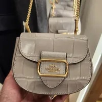 [S] COACH CN378 CRC LEATHER MRGN CC CHN,IM/GREY BIRCH, 196395080786 (SCO663)