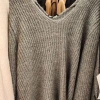[S] DKNY LONG SLEEVE SCARF SWEATER,GREY, B3300174-GRY (SD811)