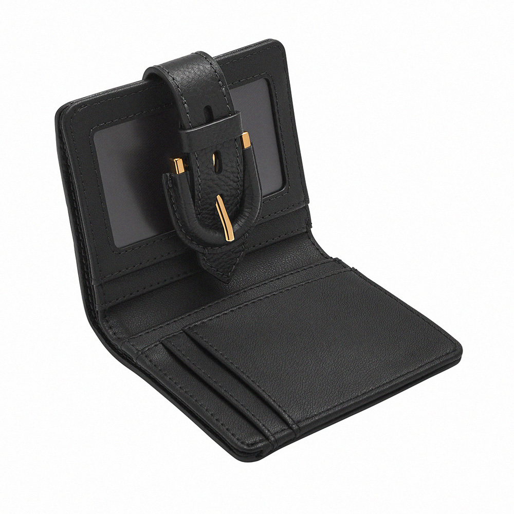 Harwell 真皮馬鞍釦短夾-黑色 SL10029001