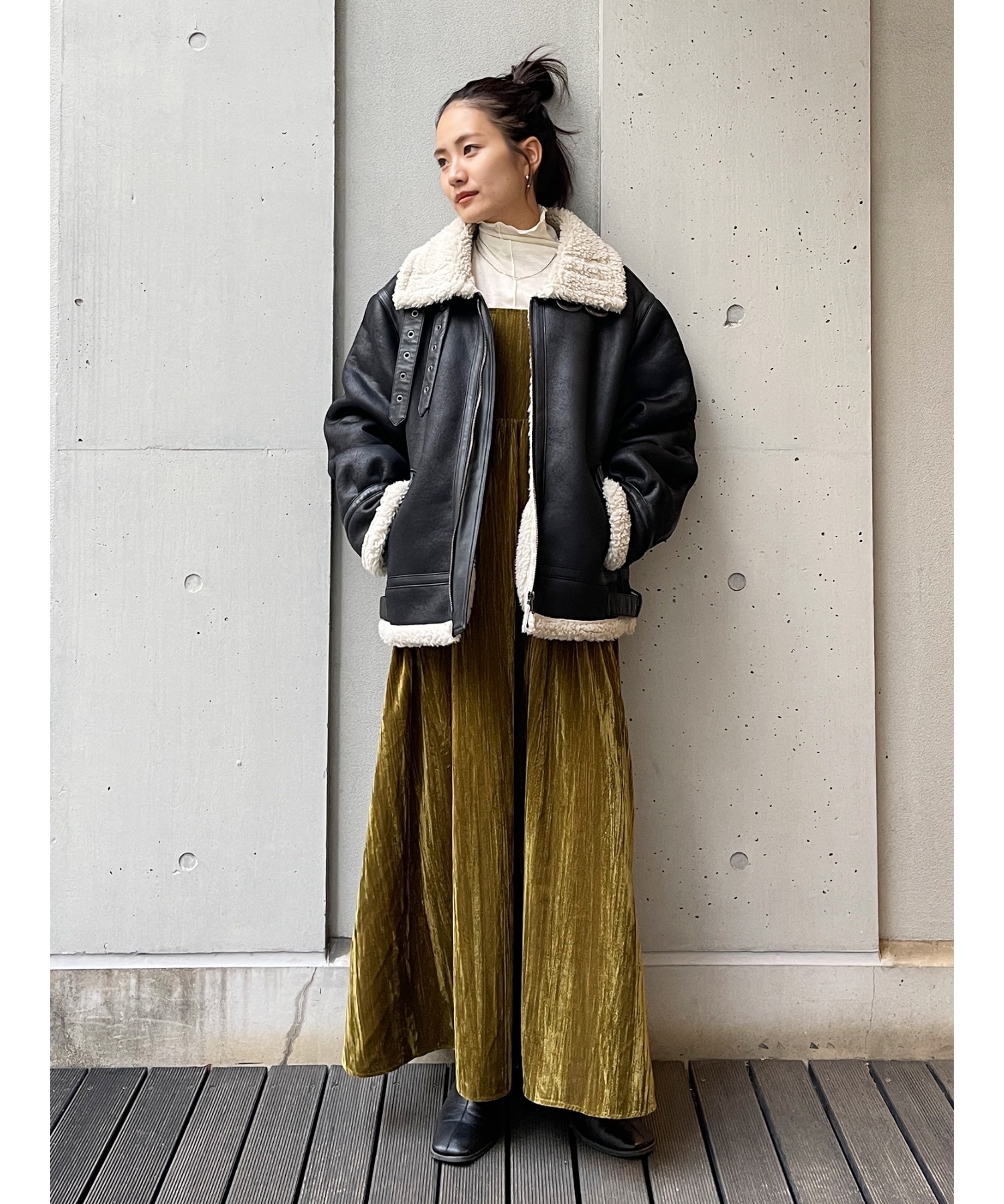 UNGRID / Faux Leather Fleece Blouson