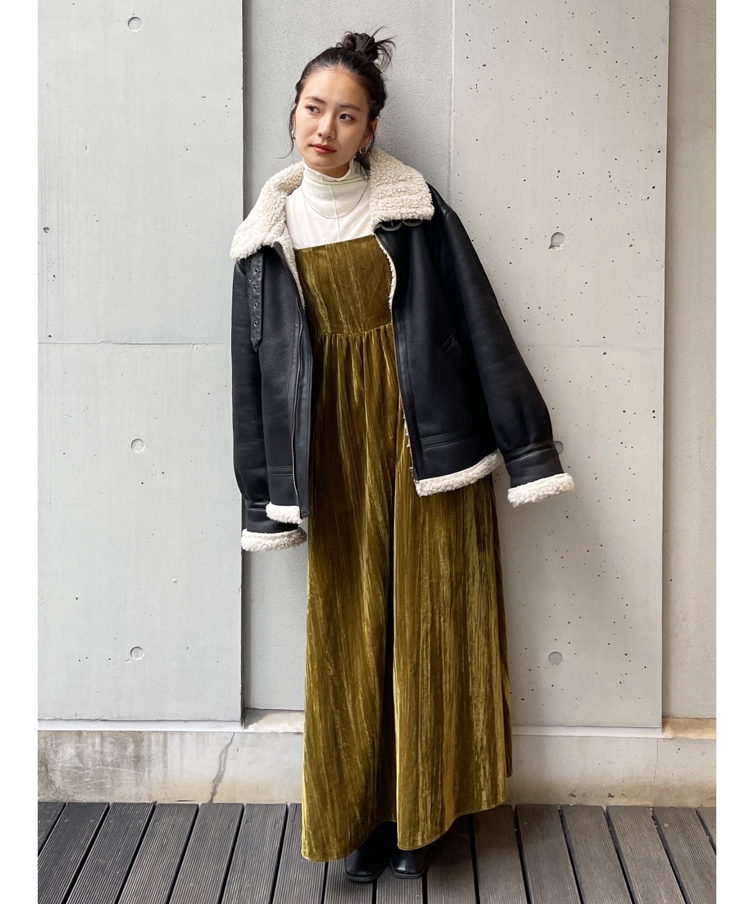 UNGRID / Faux Leather Fleece Blouson