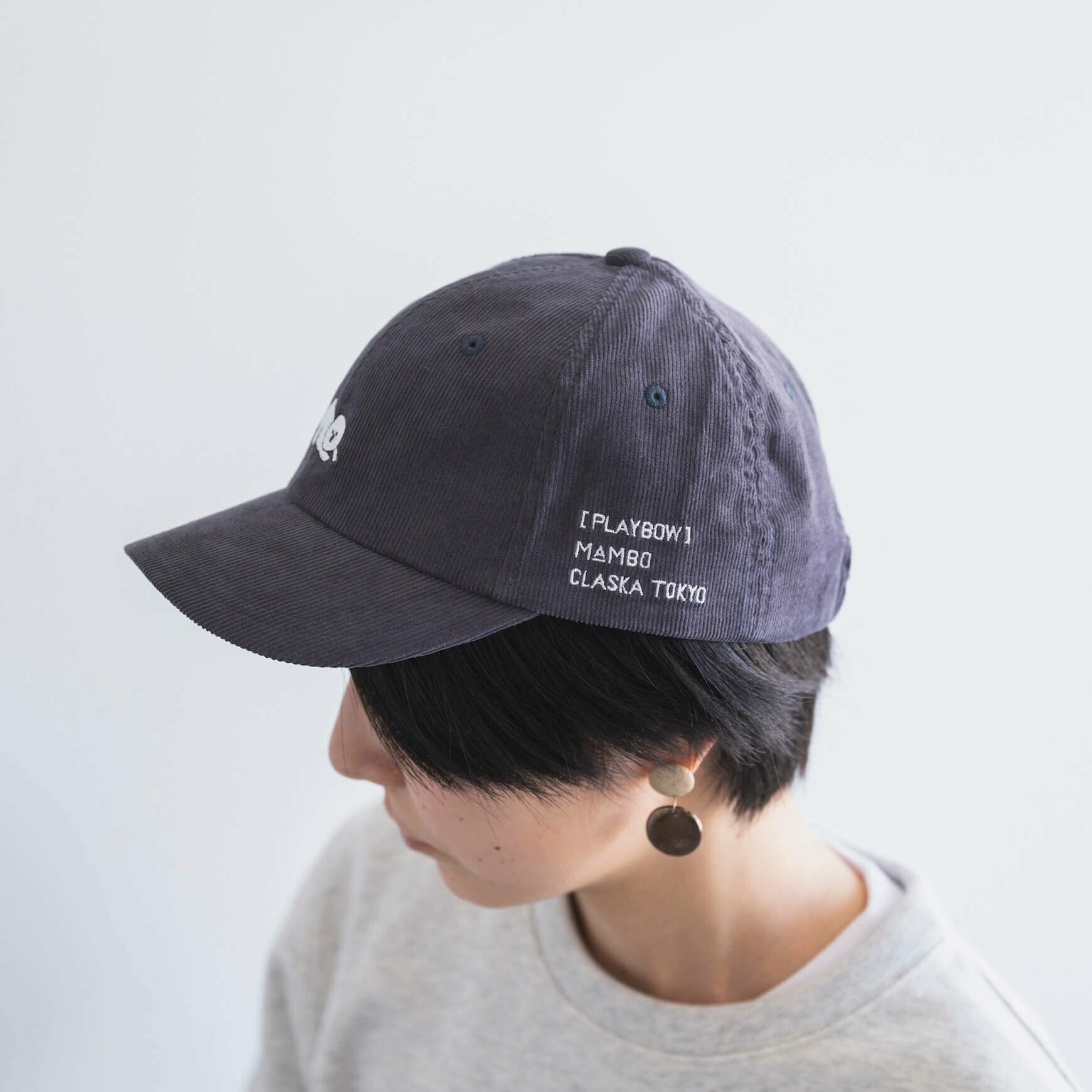 CLASKA - MAMBO 刺繡鴨舌帽 大人用 / 炭灰