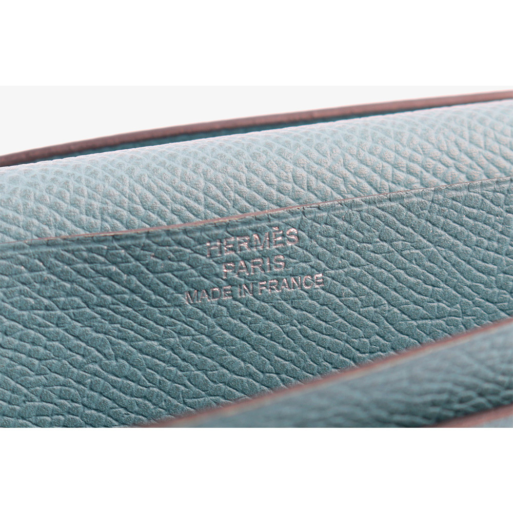 【HERMES】jean H logo 山羊皮二折長夾(blue)