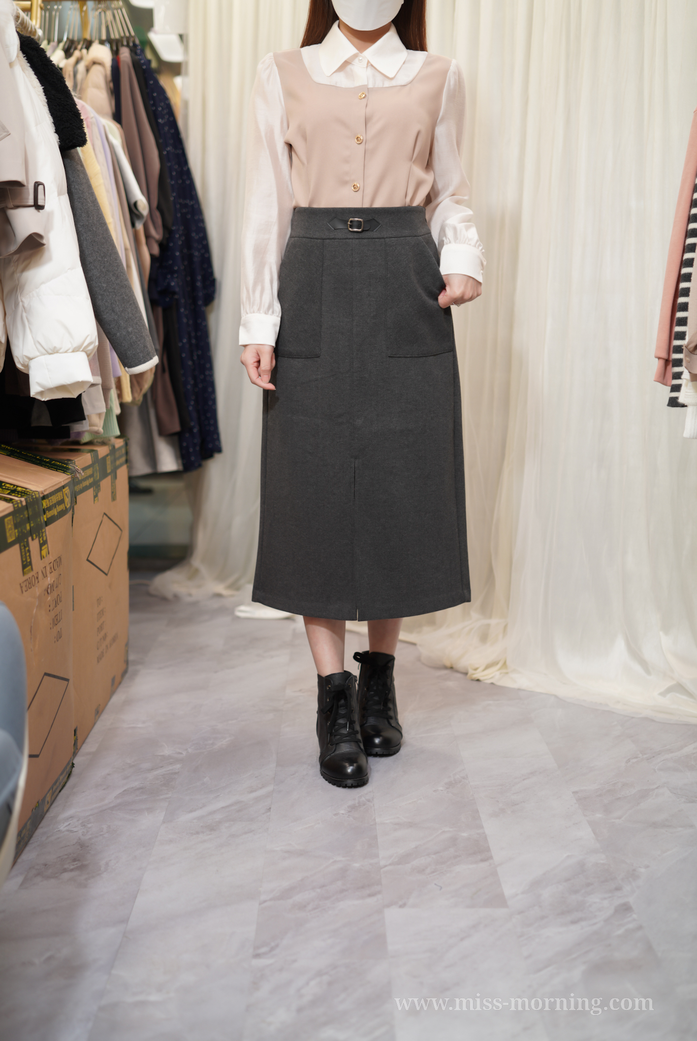 高質知性假兩件上衣(13706)&顯瘦前開叉裙(33690)