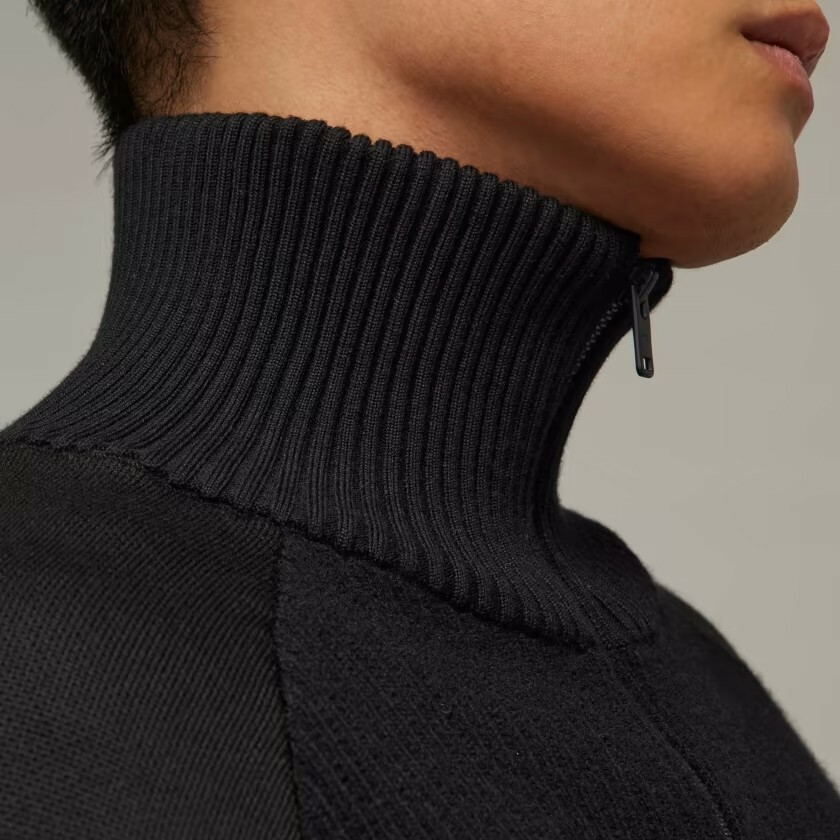Y-3 FUNNEL-NECK KNIT SWEATER高領針織毛衣外套- 黑】