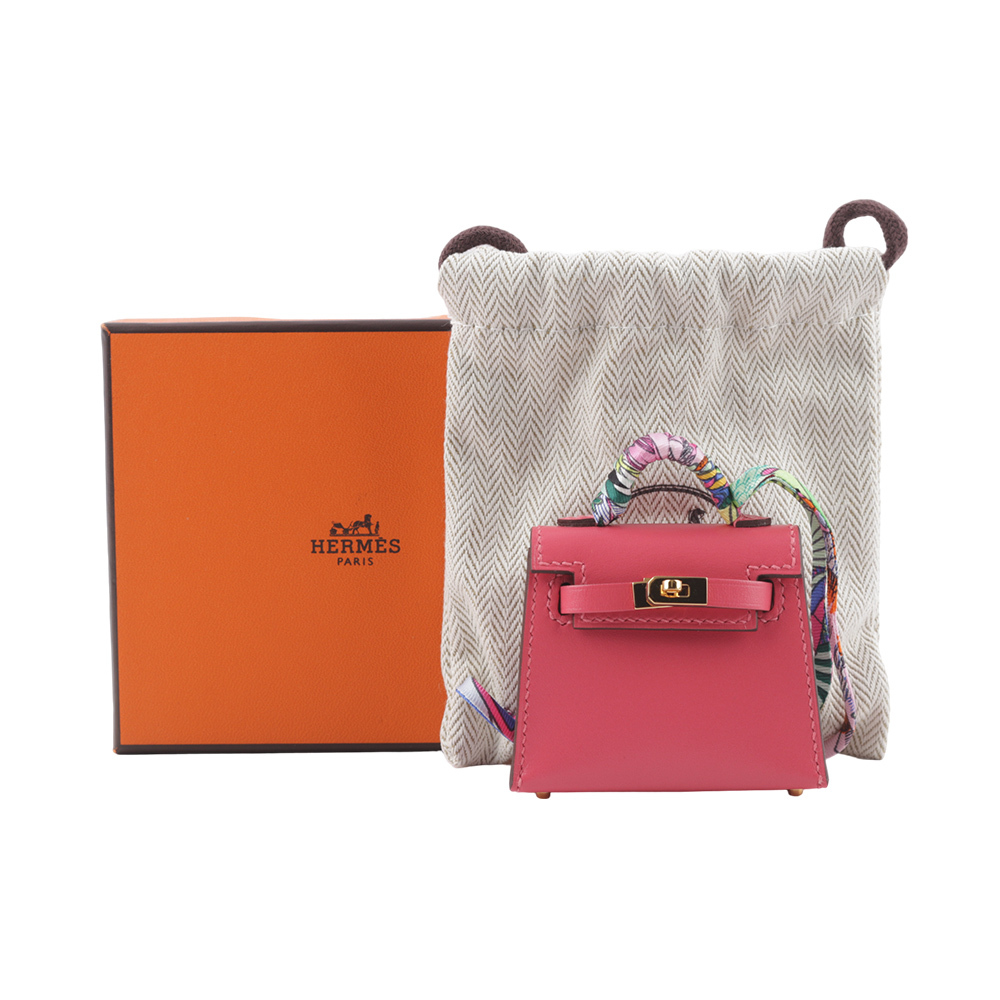 【HERMES】Kelly Twilly Bag 拼色迷你凱莉包吊飾(唇膏粉/古典玫瑰粉) H080208CC AM