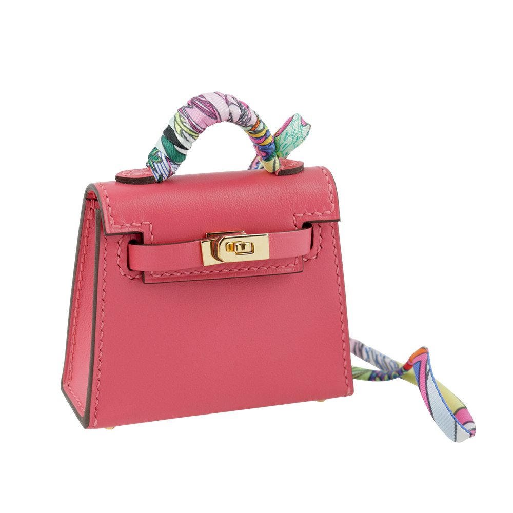 【HERMES】Kelly Twilly Bag 拼色迷你凱莉包吊飾(唇膏粉/古典玫瑰粉) H080208CC AM