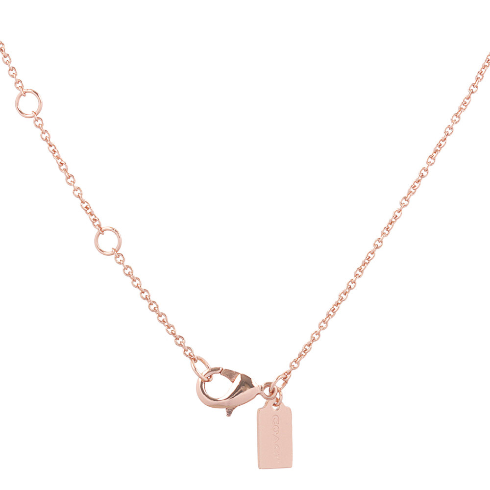 【COACH】Logo版滿/琺瑯/玻璃水鑽三圓環項鍊(金色/白色) C9446 OZA