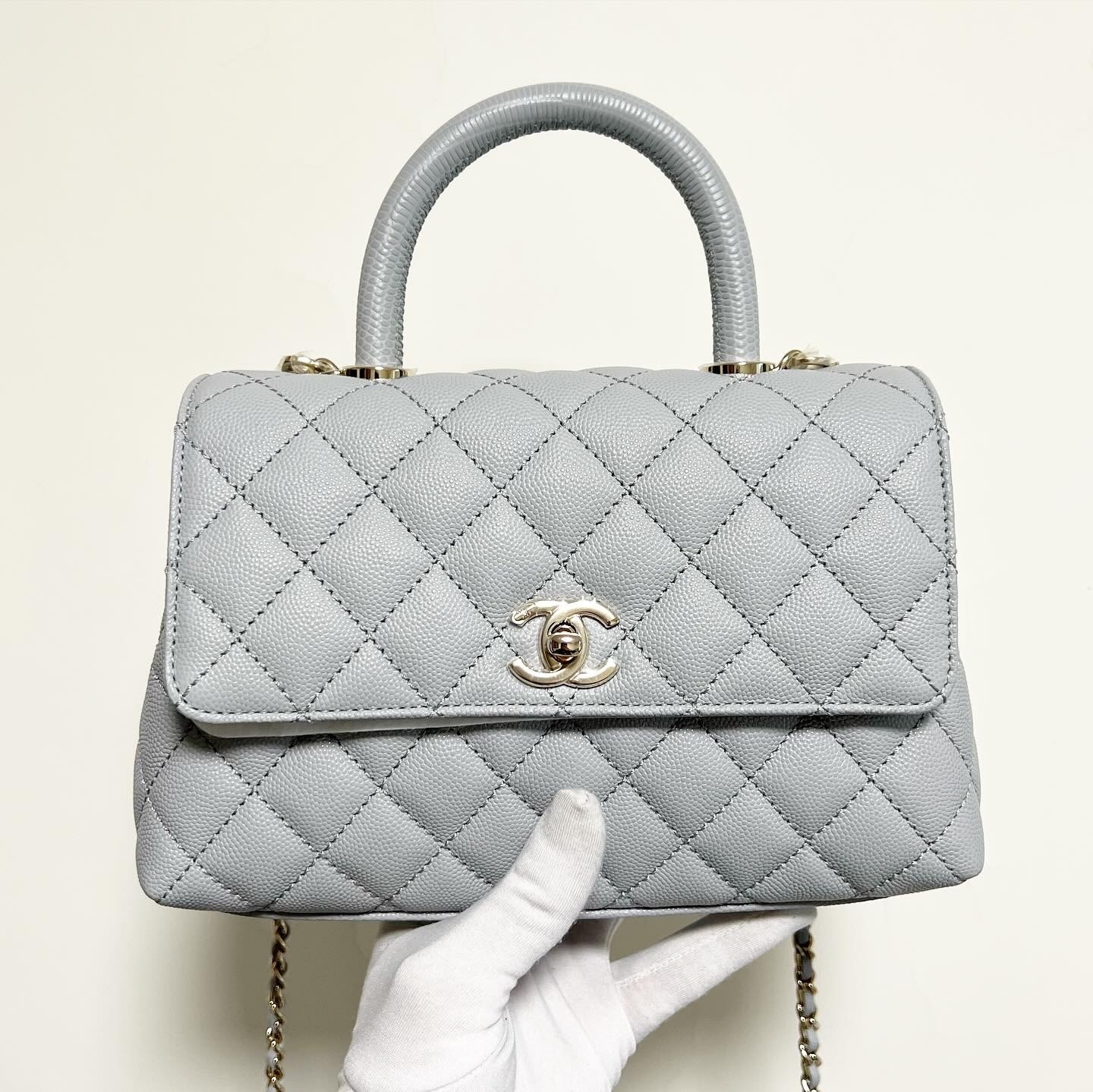 CHANEL Small COCO Handle (白x 香檳金)