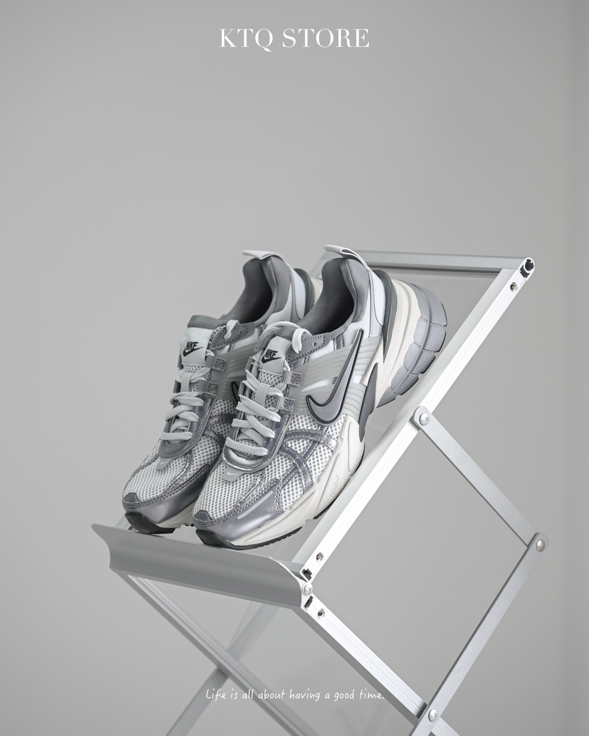 KTQ STORE ‧ NIKE V2K RUN 灰銀 透氣 網眼 麂皮 復古  FD0736-003