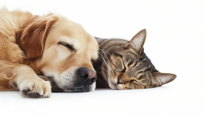 嬌寵醫生,寵物魚油,狗狗魚油,貓咪魚油,貓咪與狗狗躺在一起