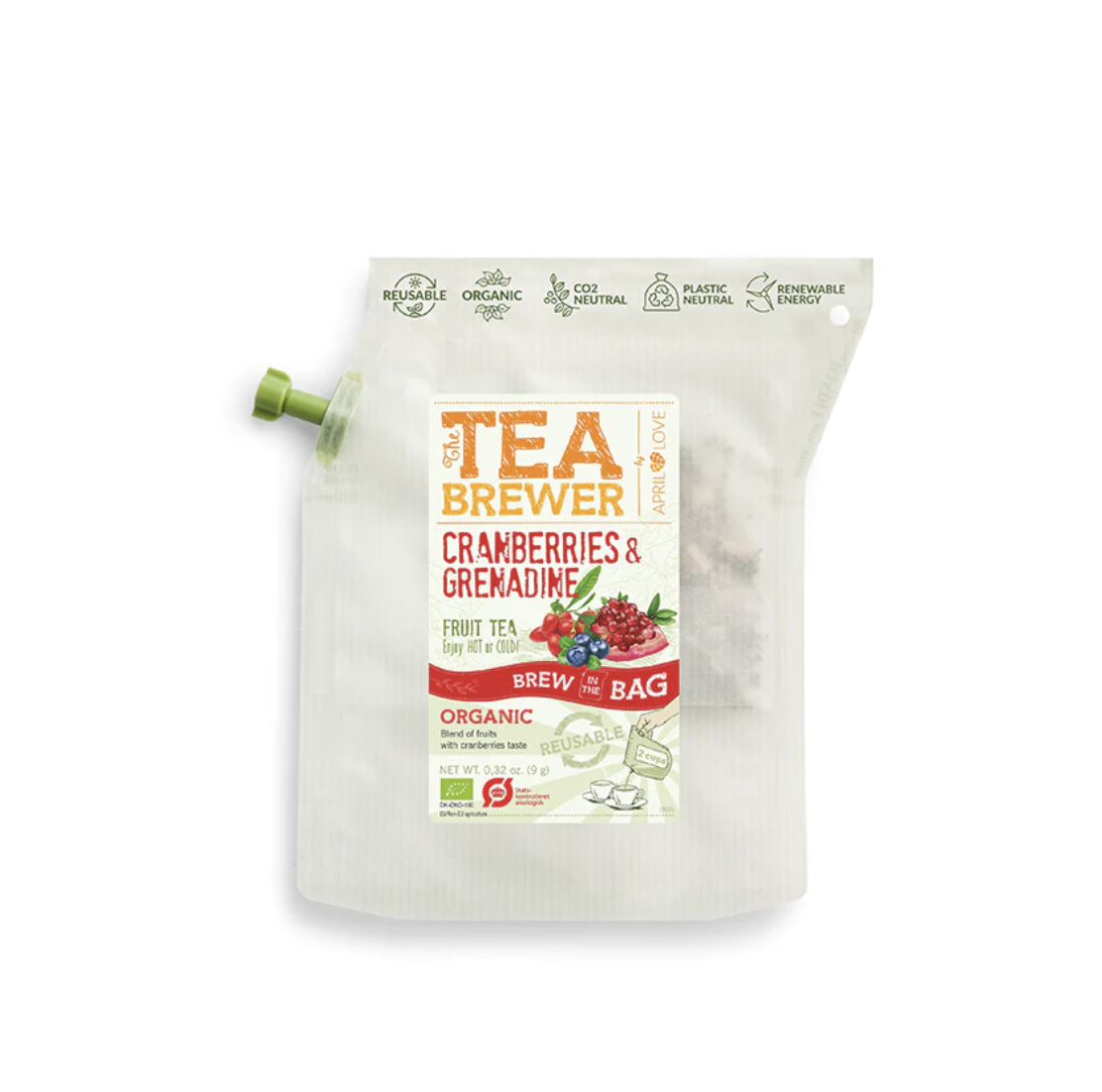April Love Teabrewer - 便攜式手沖有機茶包（紅莓石榴果）