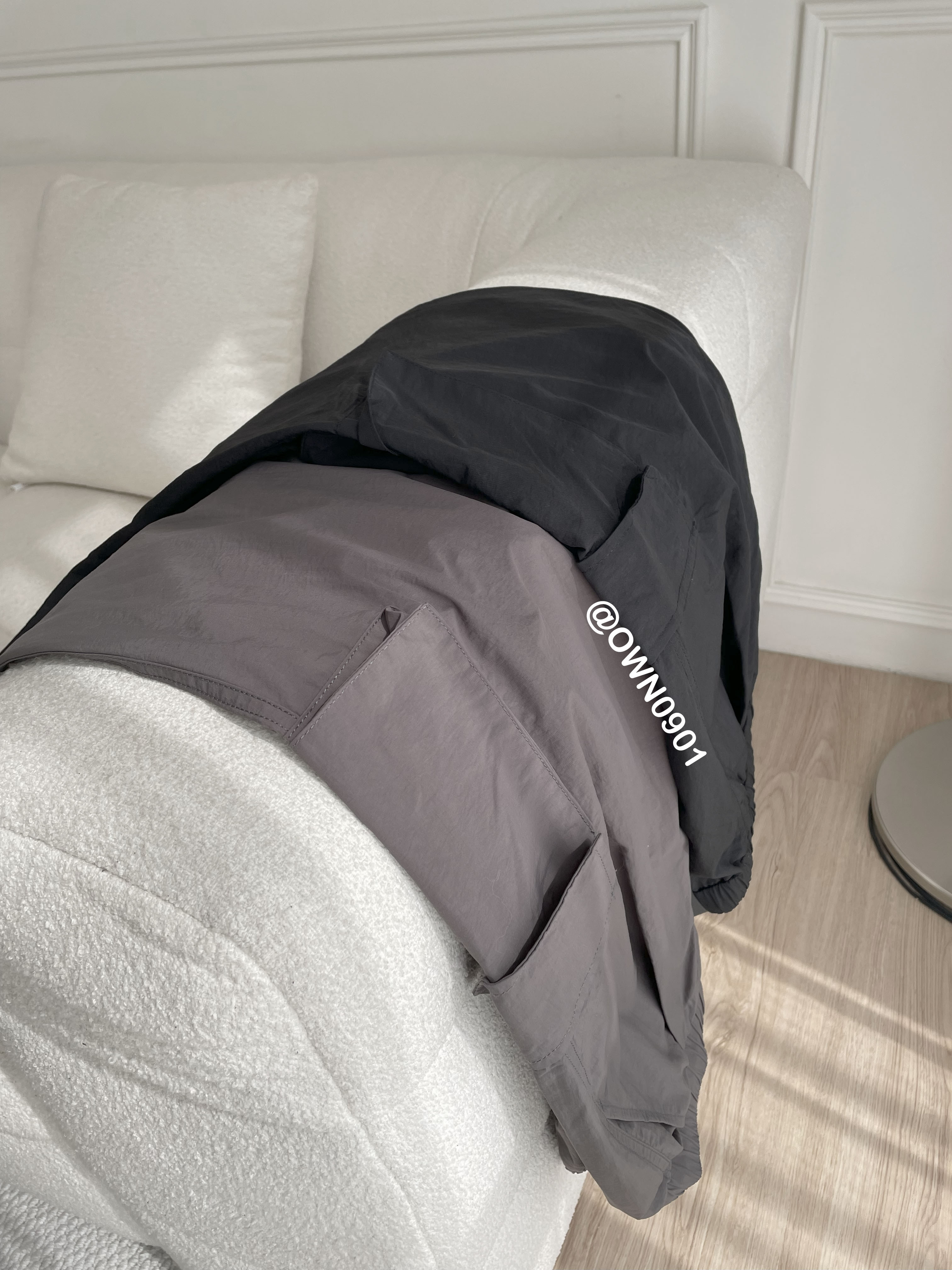 【OWN】DIMITRI BLACK 城市 機能 工裝 防風 防潑水 縮口 寬褲 鬆緊 輕薄 透氣 涼感 長褲 男女同款 黑色 炭灰色