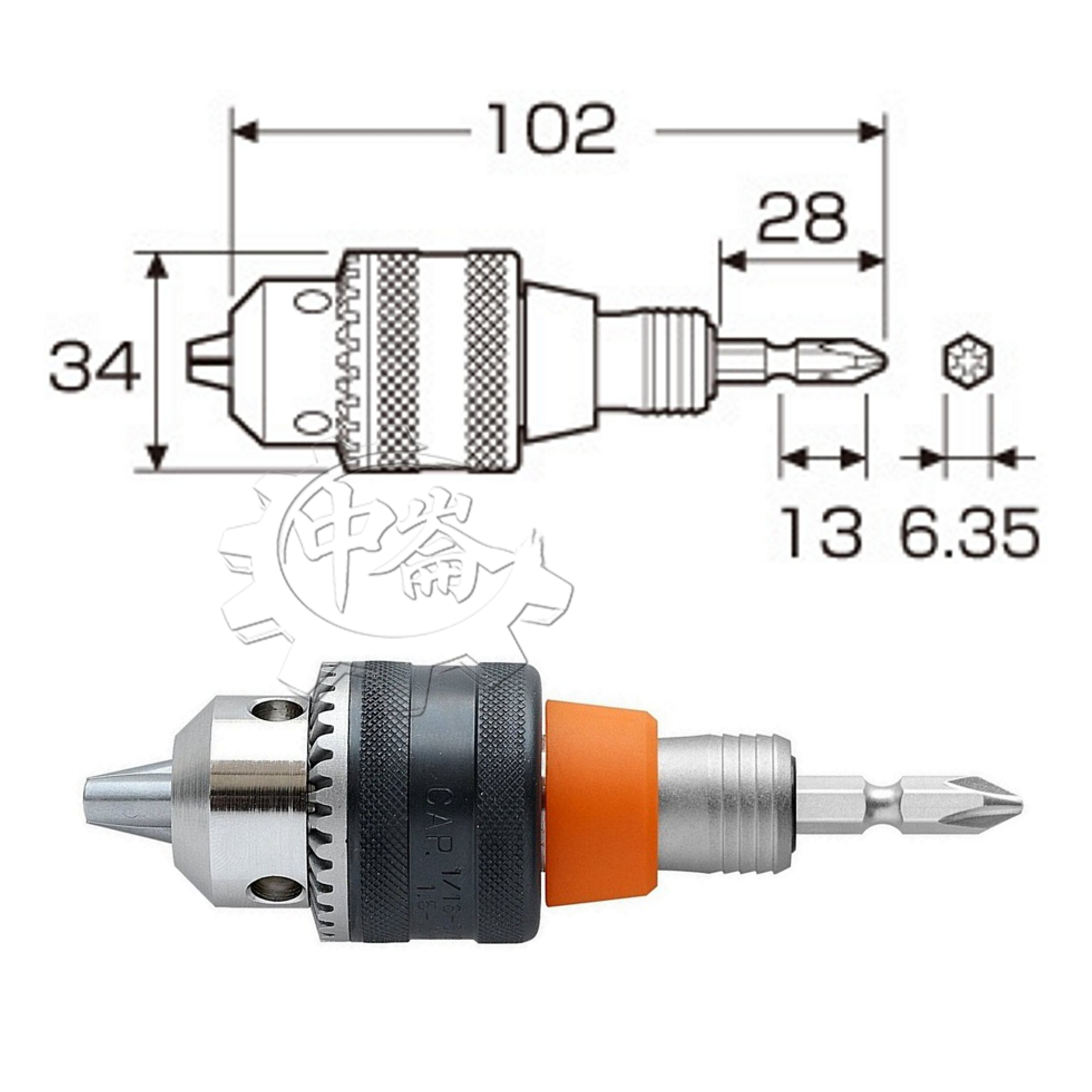＊中崙五金【附發票】(日本製) ANEX 電鑽夾頭 柄部交換式 AKL-250E 起子機六角轉夾頭 (1.5~10mm)