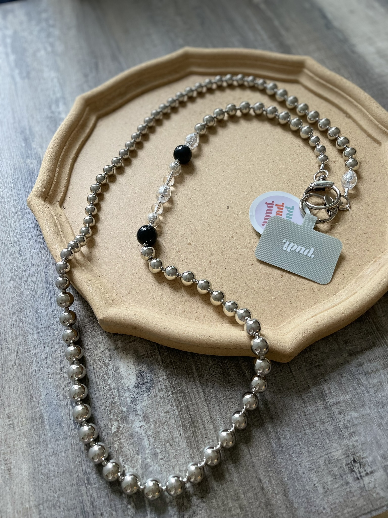 【日本製】匠人手工串珠手機繩肩帶 (銀珠款)