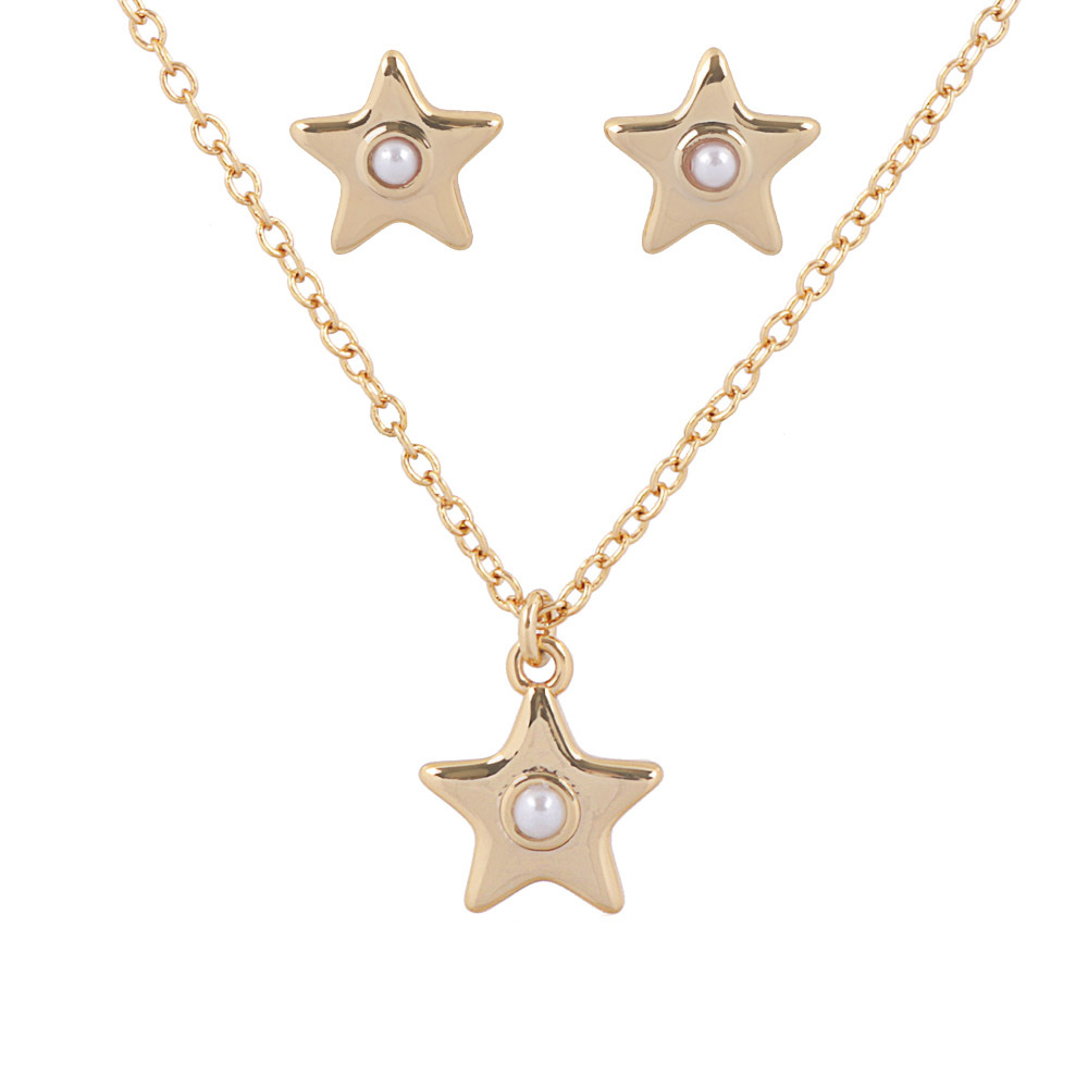 【COACH】水鑽鑲飾星星造型項鍊+耳環組(金色) CO295 GLD