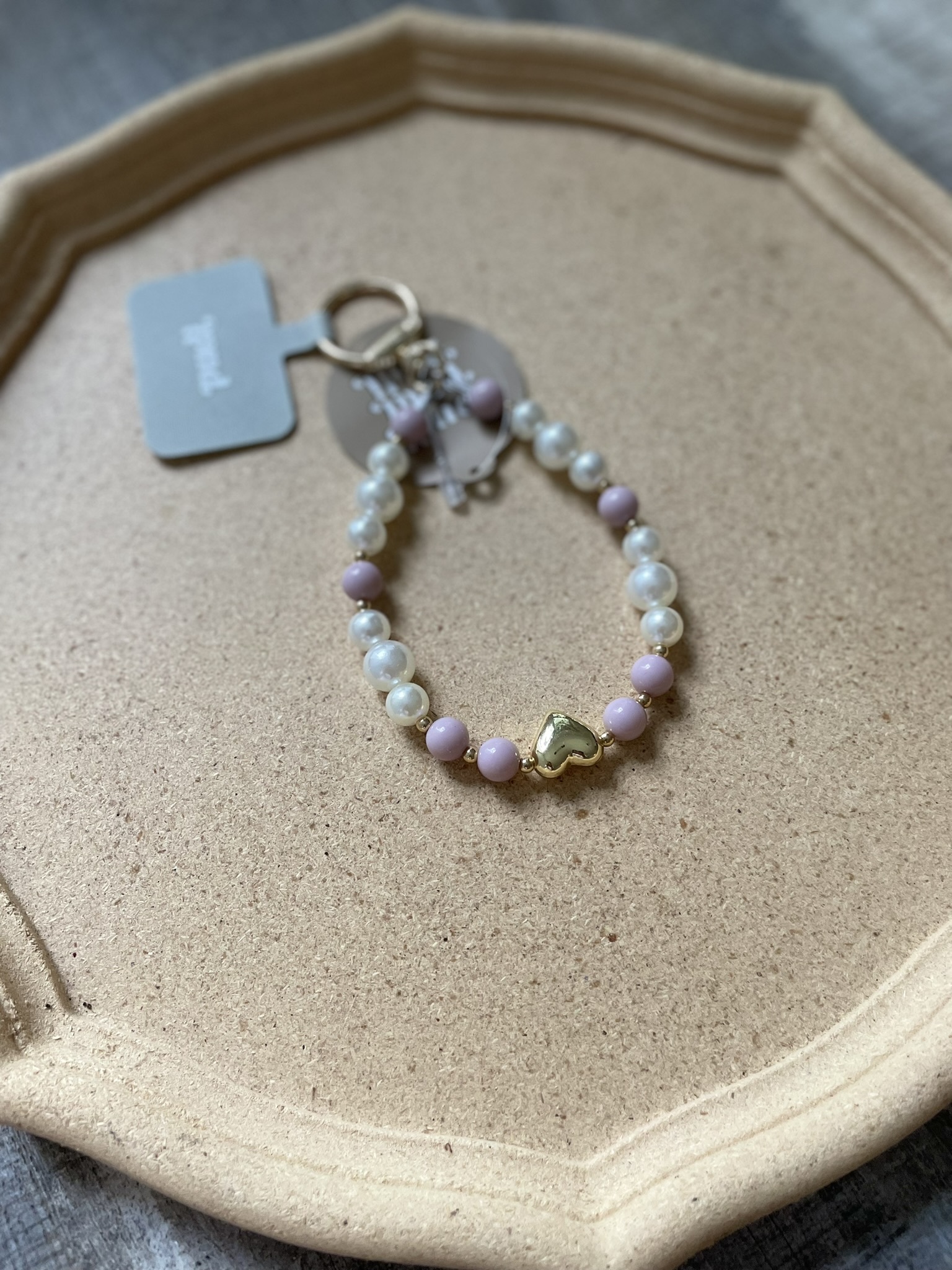 【日本製】匠人手工串珠手機帶掛繩 (粉色款)