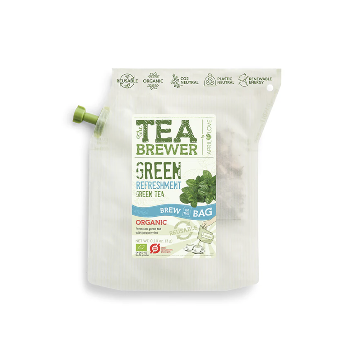 April Love Teabrewer - 便攜式手沖有機茶包（醒神綠茶）