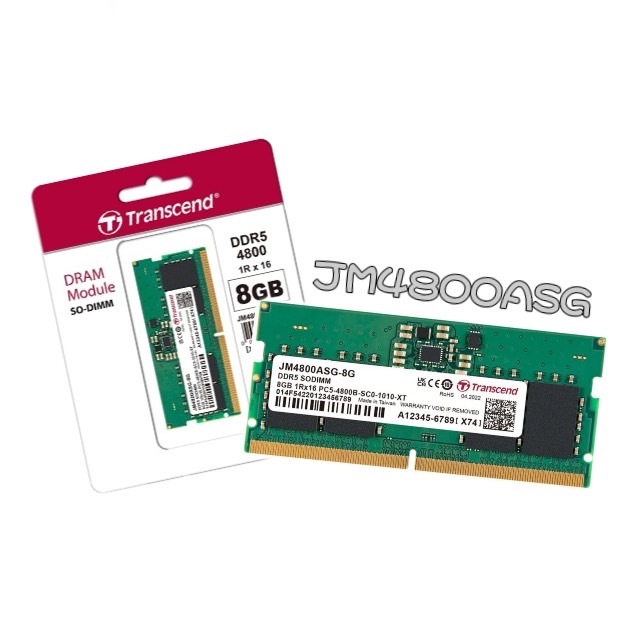 TRANSCEND 創見 DDR5 4800 8GB NB RAM 筆記型電腦記憶體 (JM4800ASG)