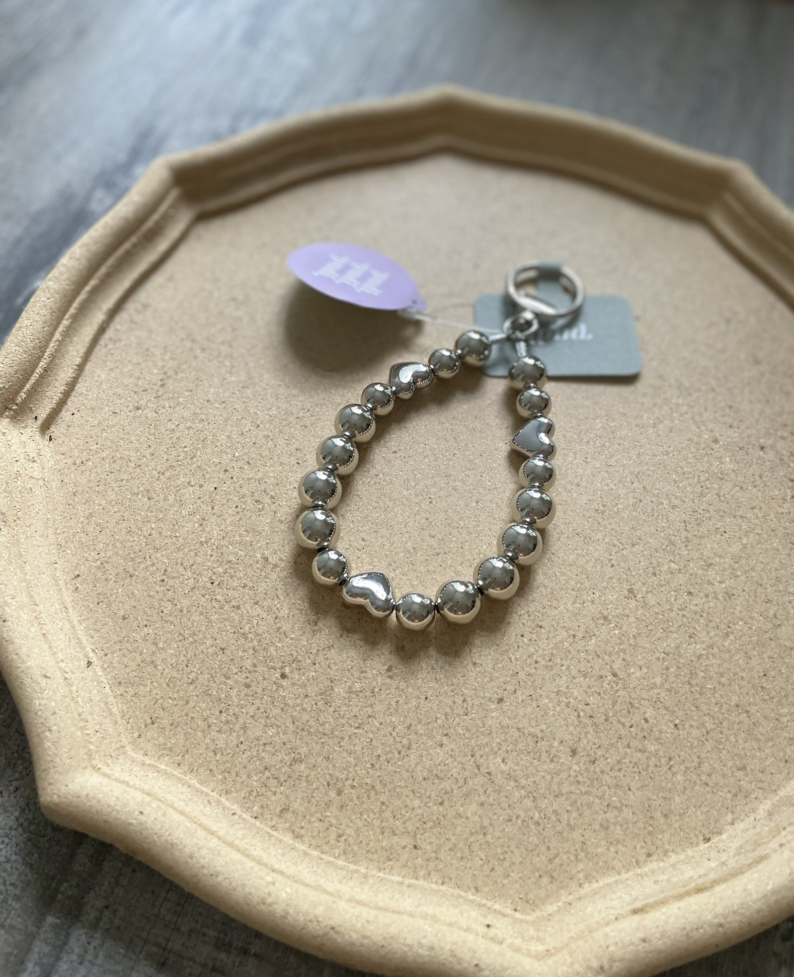 【日本製】匠人手工串珠手機帶掛繩 (銀珠款)