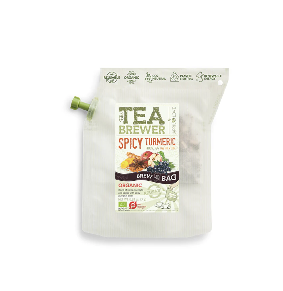 April Love Teabrewer - 便攜式手沖有機茶包（黃薑花果）