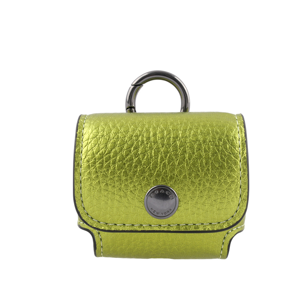 【COACH】荔枝皮革及小牛皮 Airpods Pro 無線耳機套(水晶黃) CP197 QBWFW