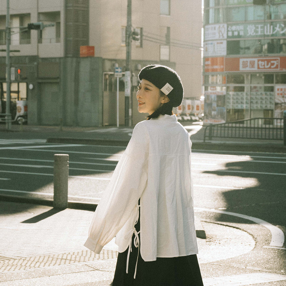 Textured side-tie puff-sleeved shirt three colors【01025186】in stock+pre-order