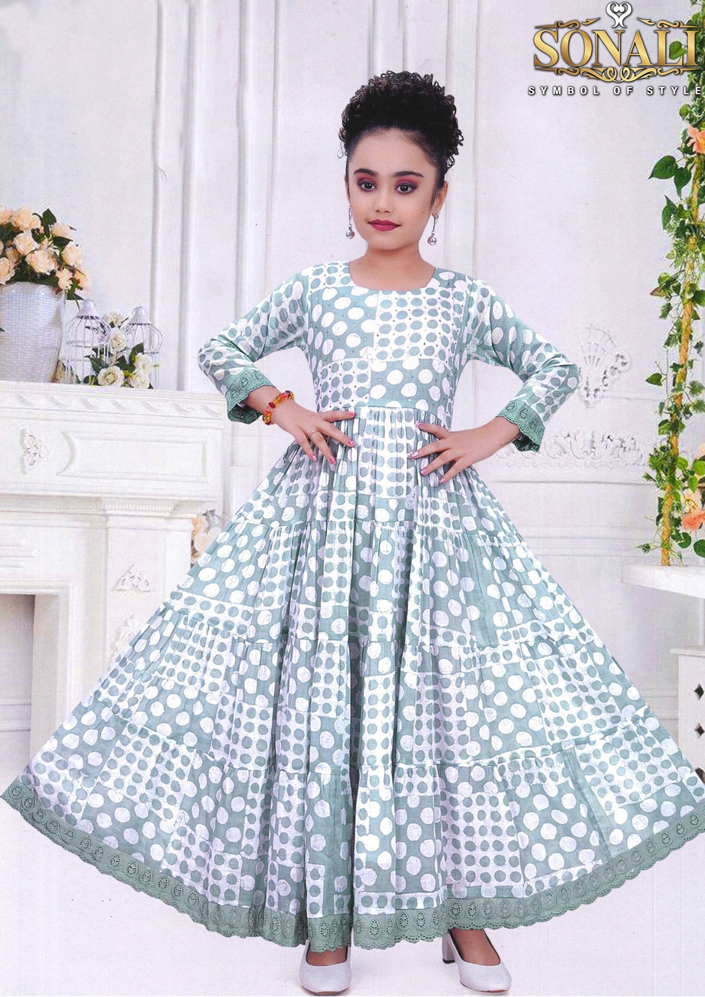 Sonali Premier Quality Exclusive Girls Polka Print Cotton Gown - GGE1990