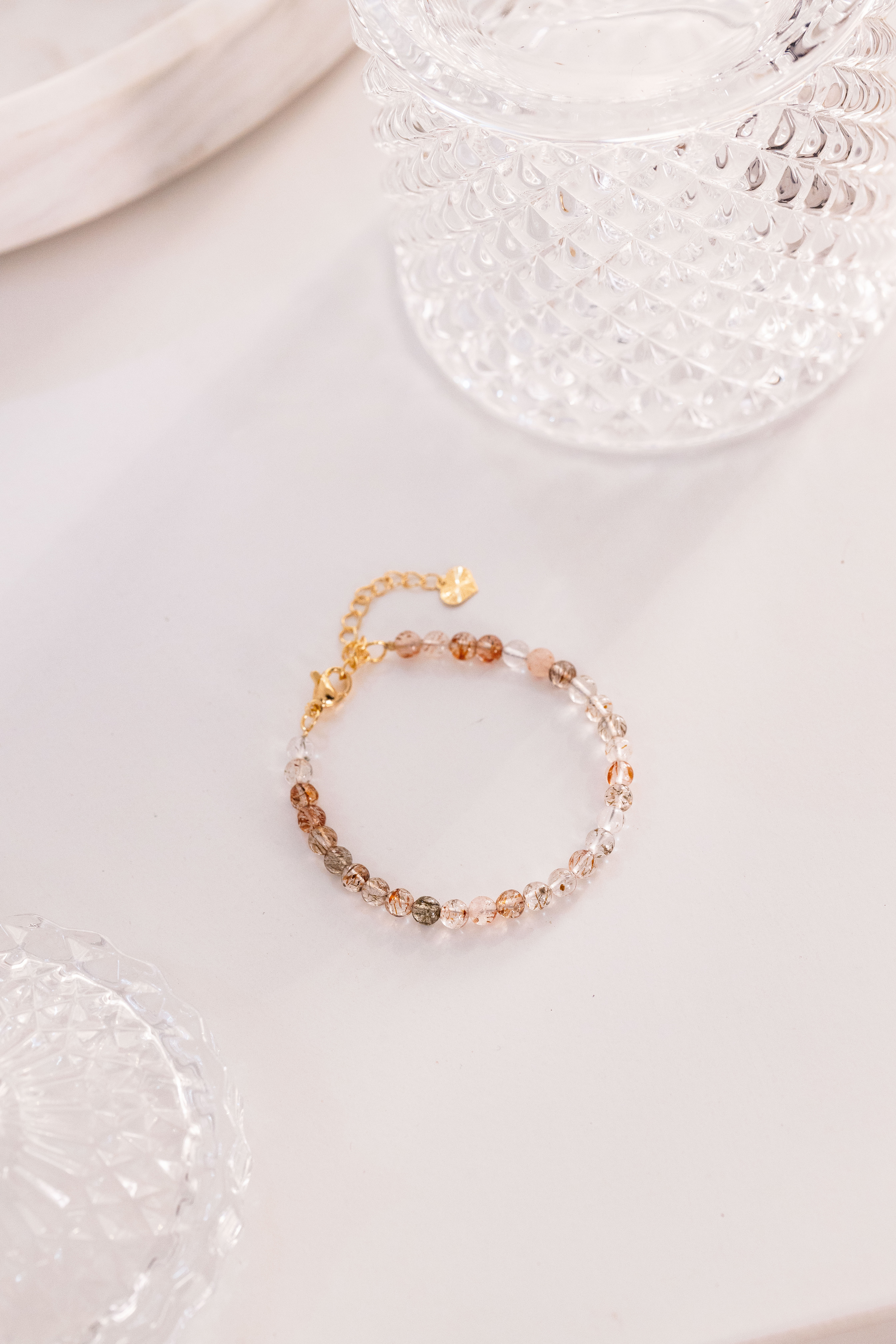 Cristal｜甜茶風黑金超七水晶手鍊