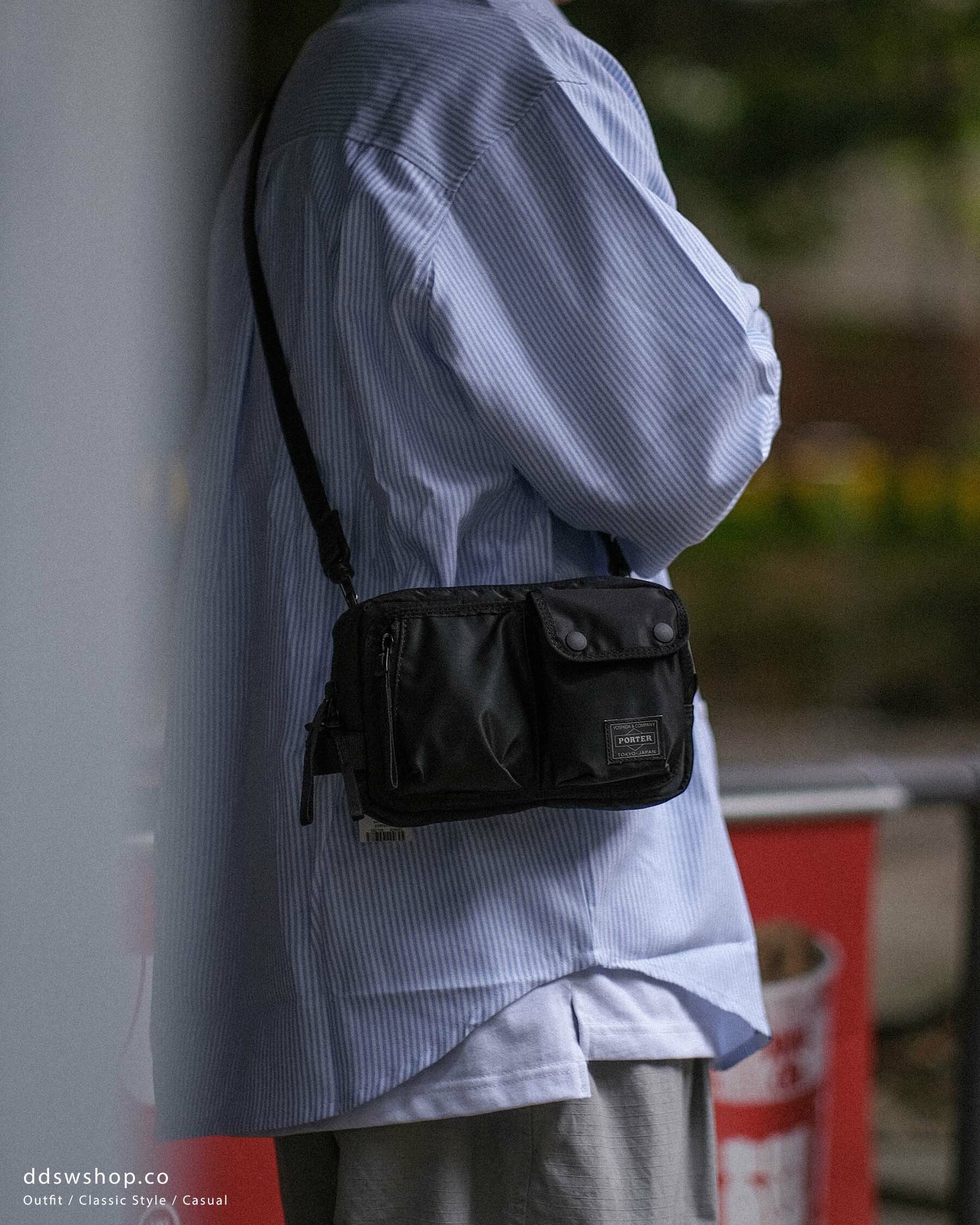"代購" 日本製 吉田 Yoshida Porter "single shoulder bag" 多口袋 側背包 黑色