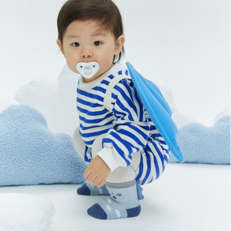 韓國 socks appeal® 立體龍角寶寶襪 寶貝藍