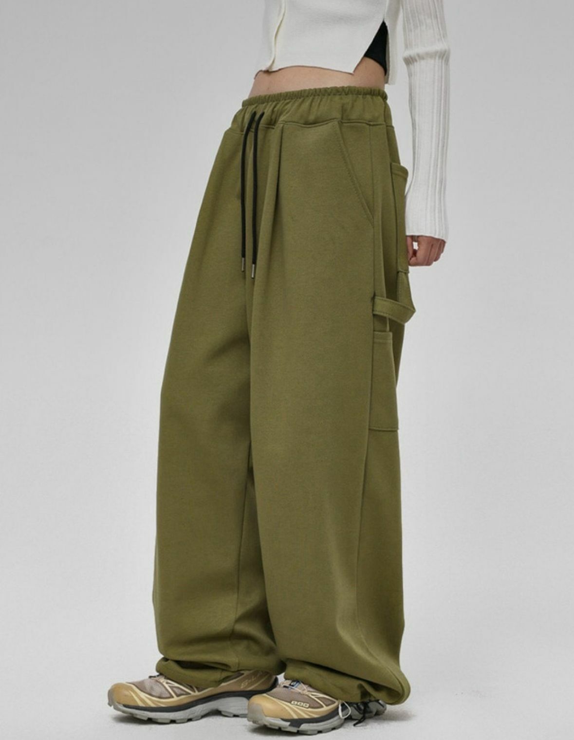 淨色可束腳棉質運動褲 P2689