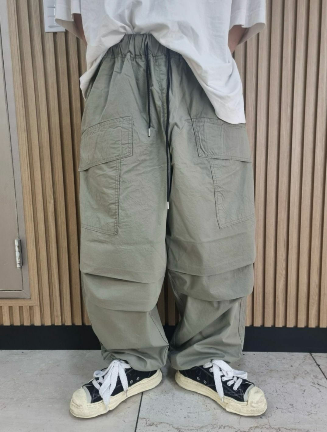 淨色鬆身可束腳工裝褲 P2600