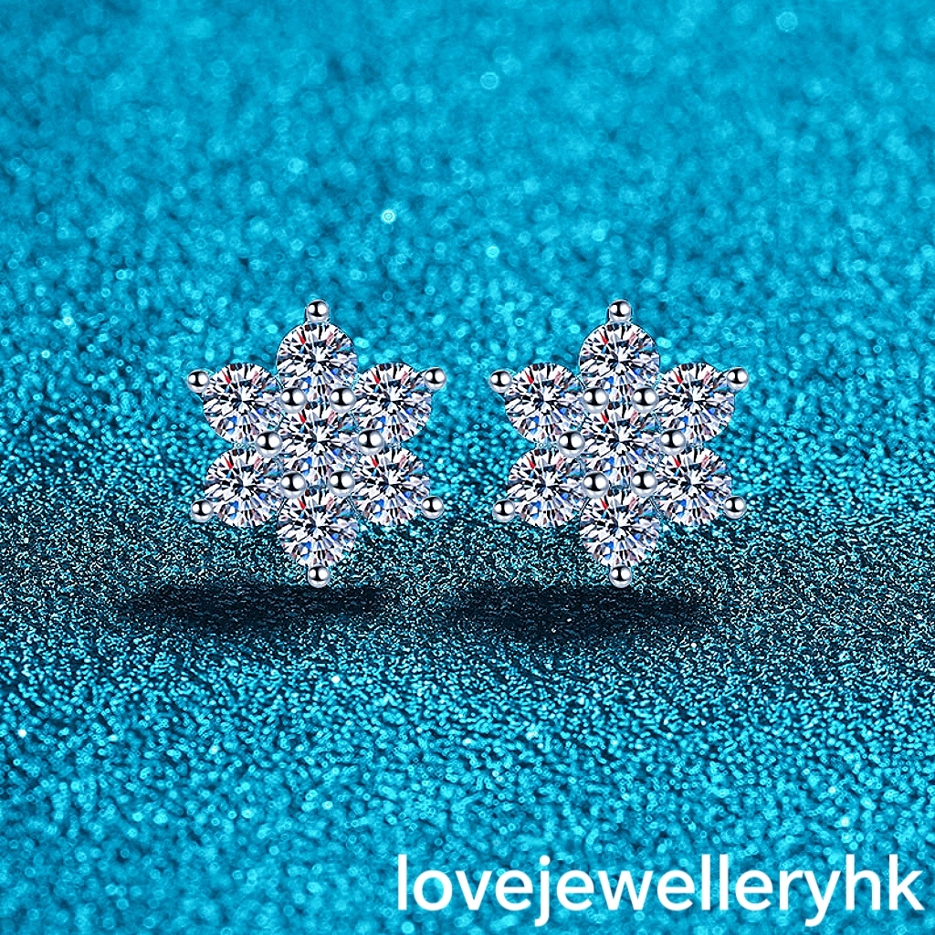 莫桑鑽六角星形耳環     E1.4C012