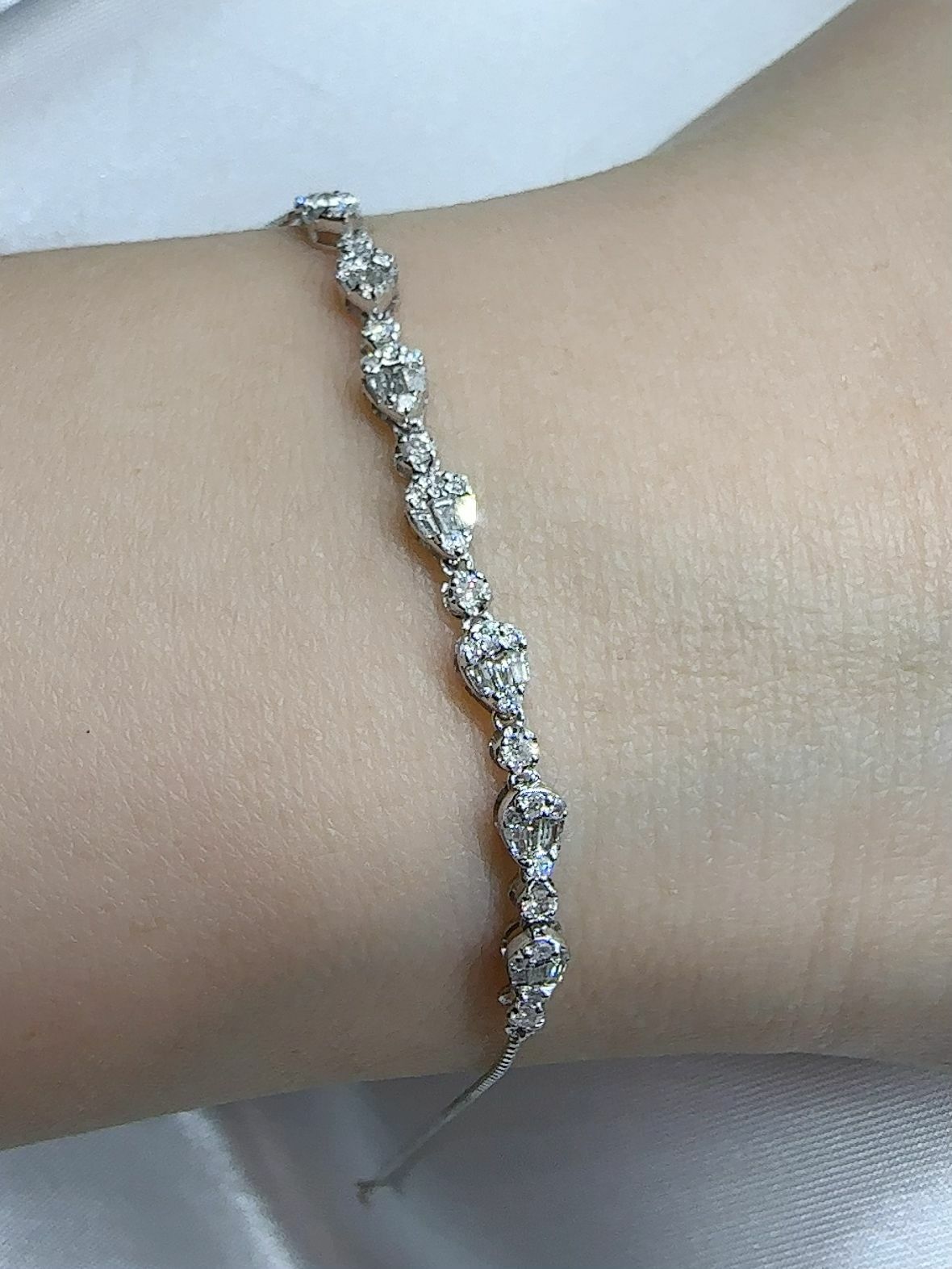 0.5ct 18K 白金 鑽石手鍊 (B941) 17.5cm