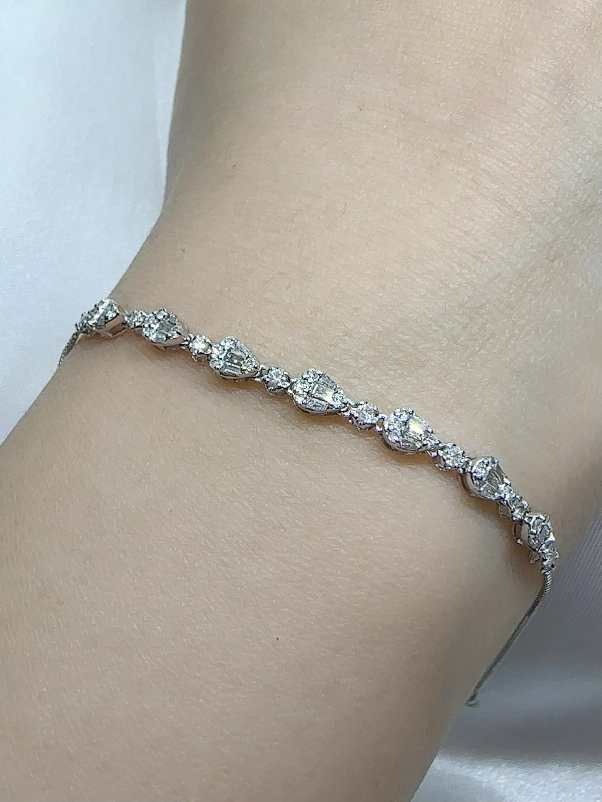 0.5ct 18K 白金 鑽石手鍊 (B941) 17.5cm