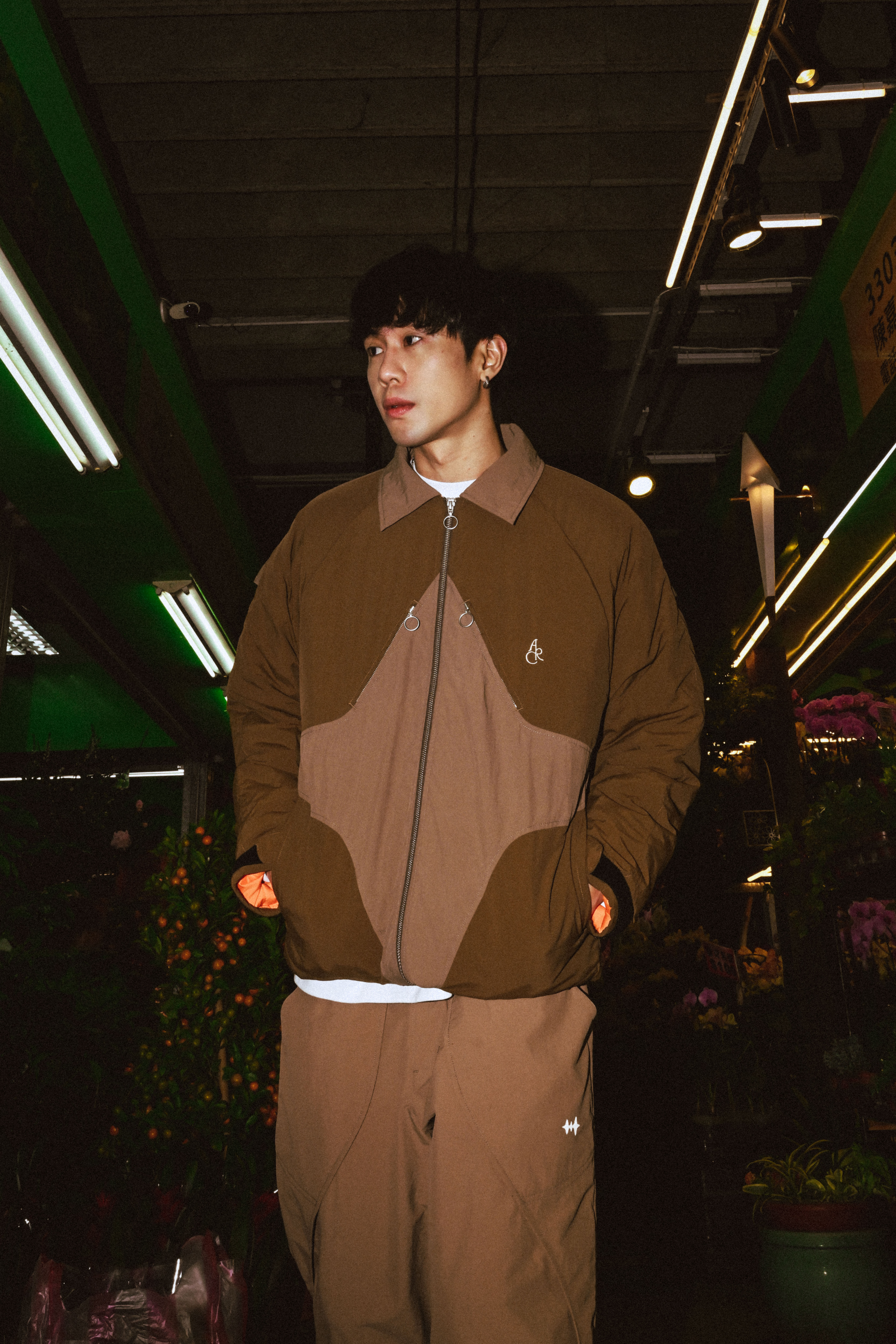 GLITTER PUFFER JACKET - KHAKI