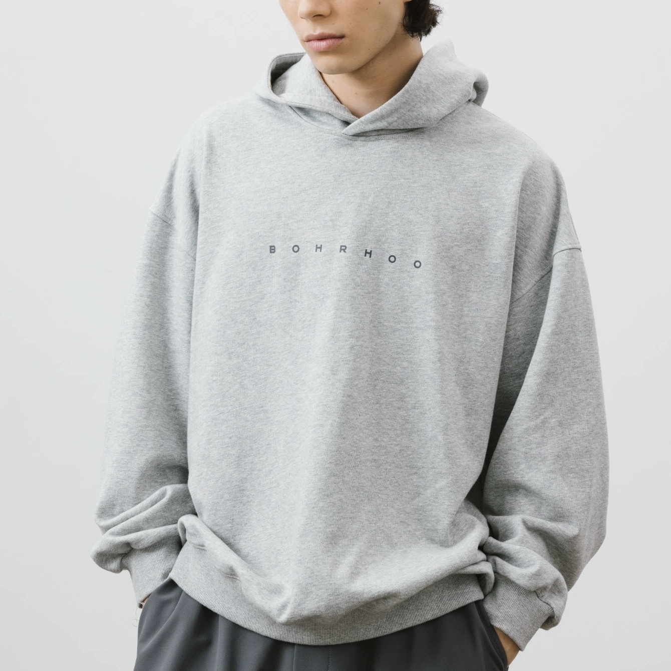 【現貨】BOHRHOO 24SS 帽Tee 長袖 極簡 字母 印花 花灰