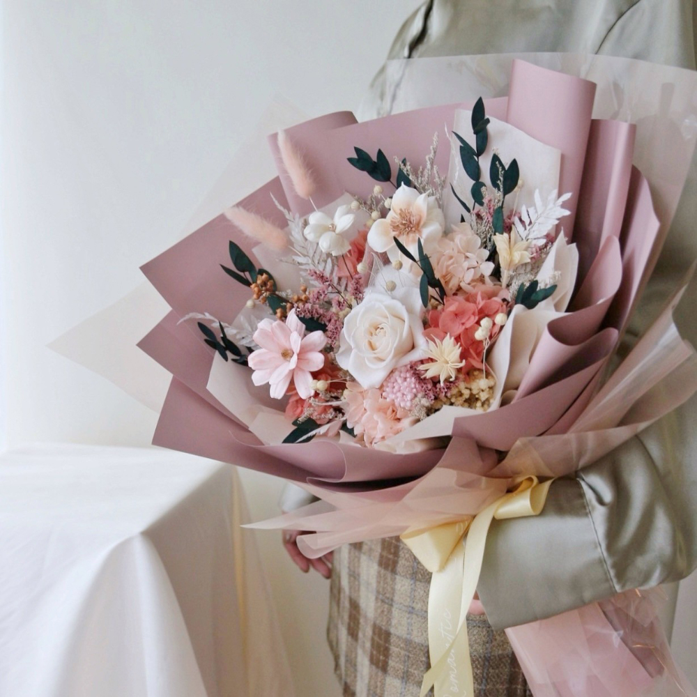 莓果奶油 永生玫瑰花束