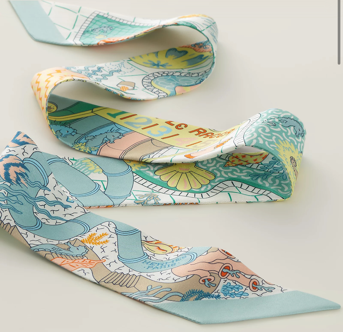 HERMES Splash Park Twilly Vert De Gris / Jaune / Bleu