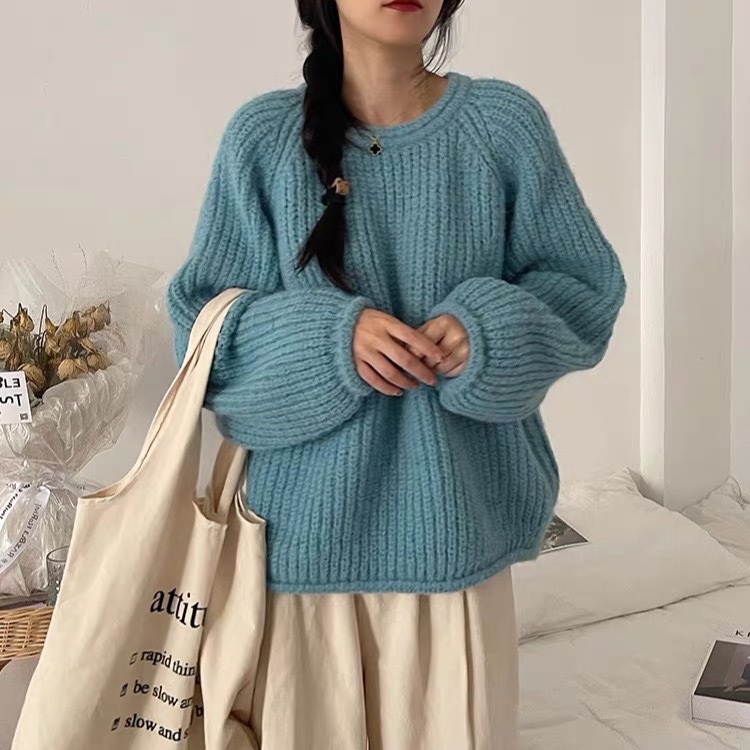 糖果色粗針織毛衣/二色